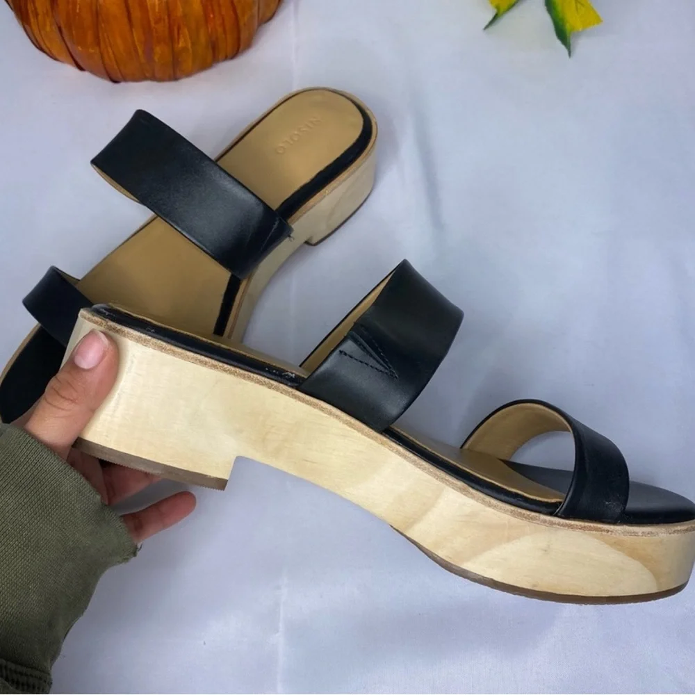 Nisolo All-Day Ellie Black Leather Clog Sandal Size 9